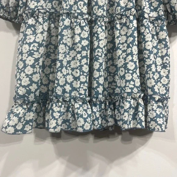 Pink Lily Ditsy Floral Smocked Babydoll Tiered Mini Dress Large Cottagecore Boho - Picture 2 of 10